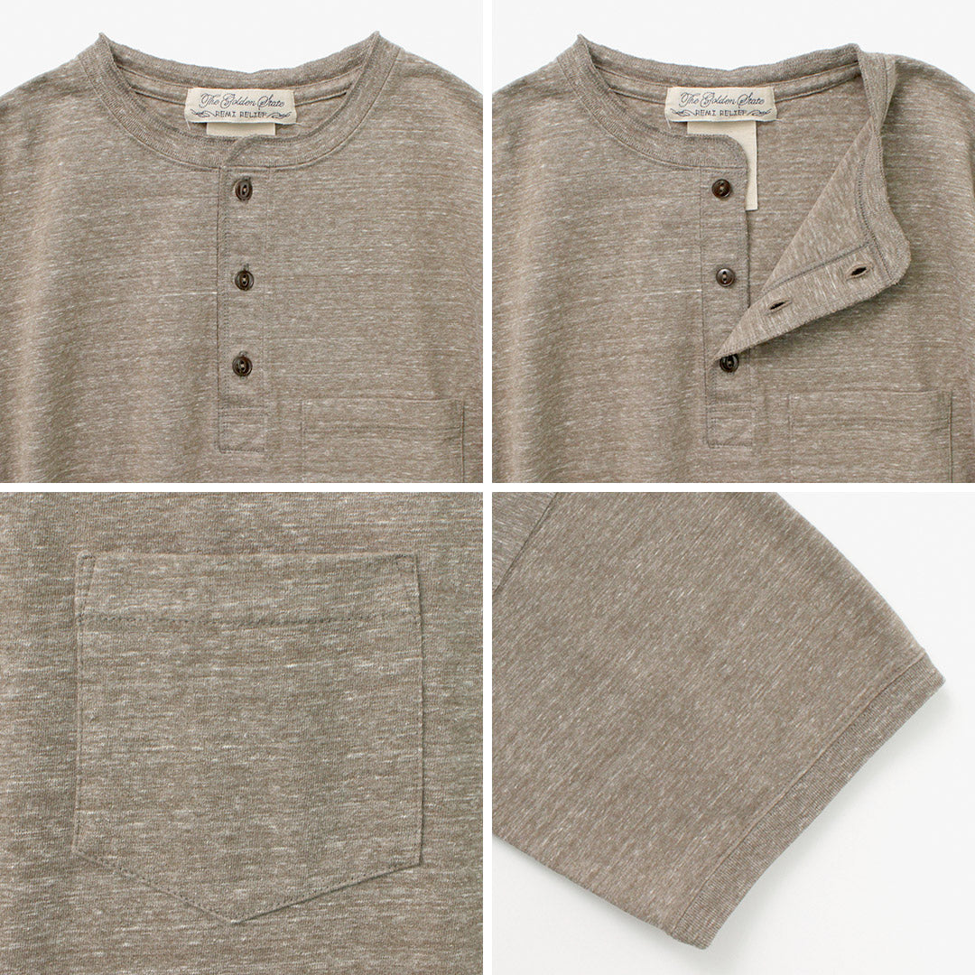 Remi Relief / Melange球衣短袖Henley Neck Pocket T卹