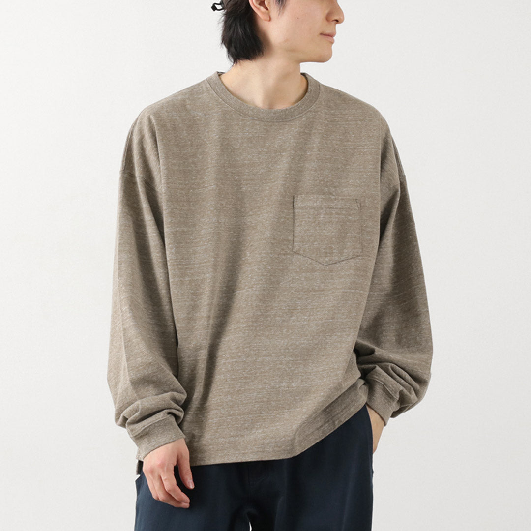 REMI RELIEF / Melange jersey long sleeve pocket T-shirt