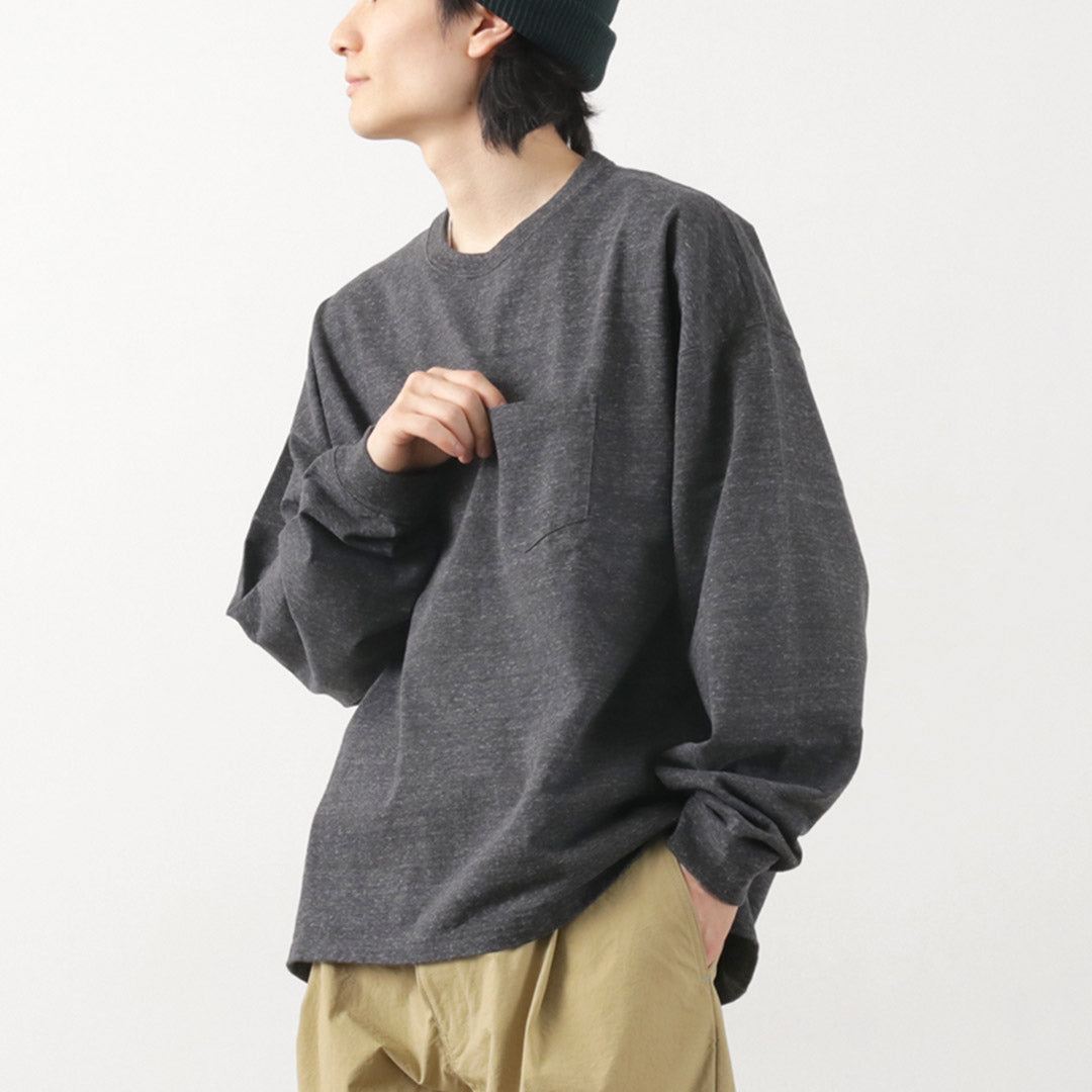 REMI RELIEF / Melange jersey long sleeve pocket T-shirt