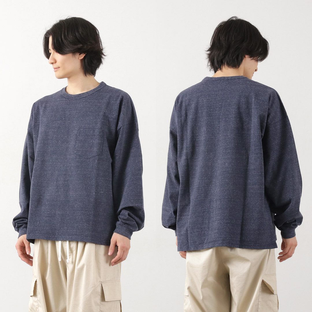 REMI RELIEF / Melange jersey long sleeve pocket T-shirt