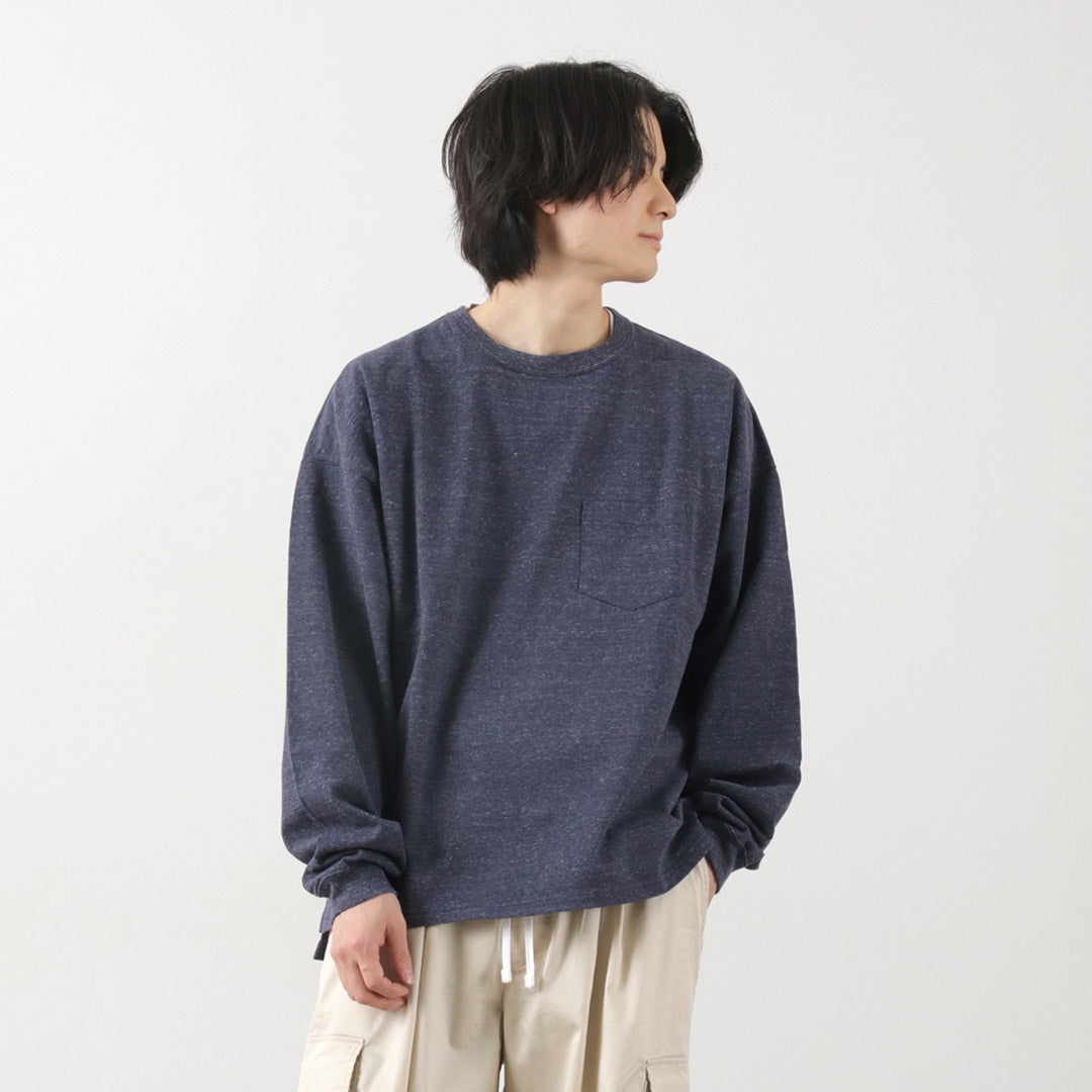 REMI RELIEF / Melange jersey long sleeve pocket T-shirt