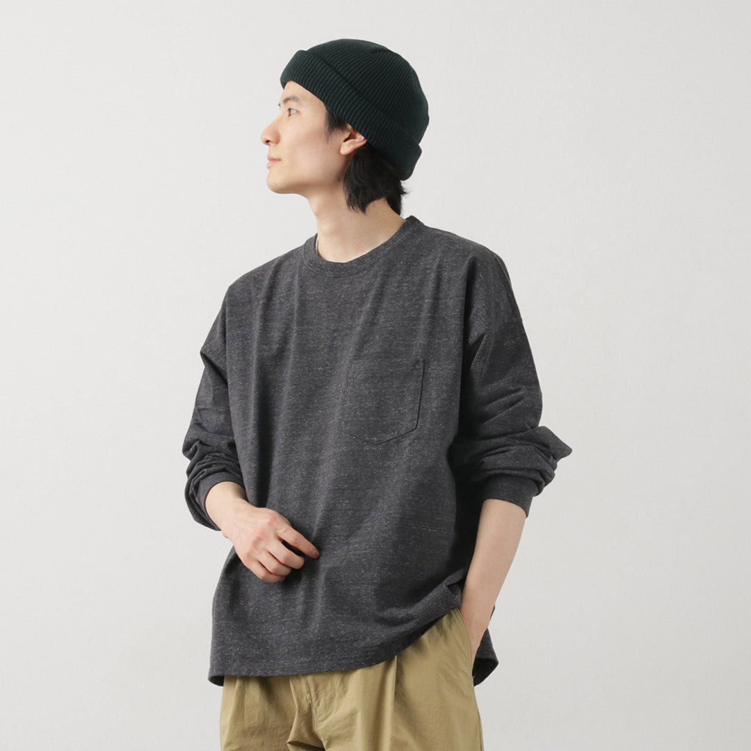 REMI RELIEF / Melange jersey long sleeve pocket T-shirt