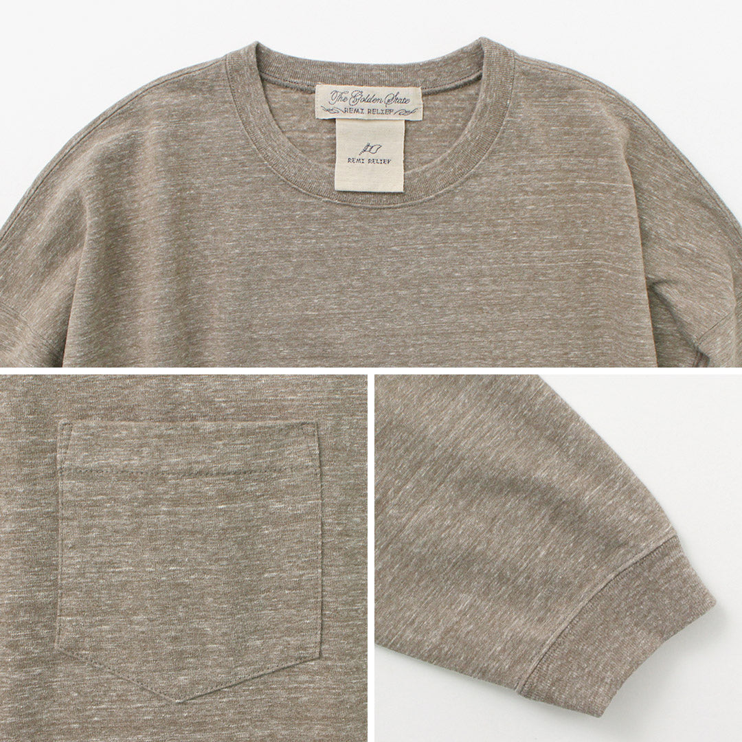 REMI RELIEF / Melange jersey long sleeve pocket T-shirt