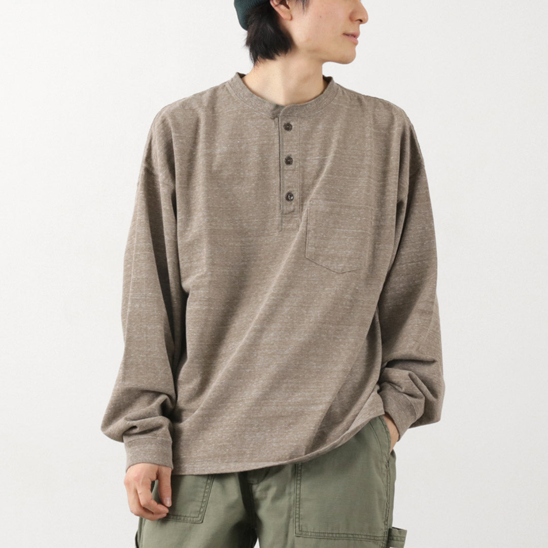 Remi Relief / Melange球衣长袖Henley Neck Pocket T恤