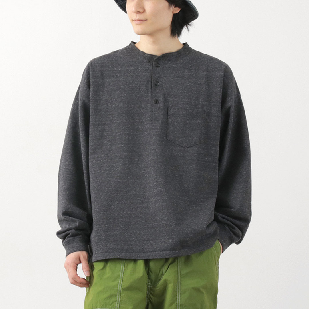 Remi Relief / Melange球衣長袖Henley Neck Pocket T卹