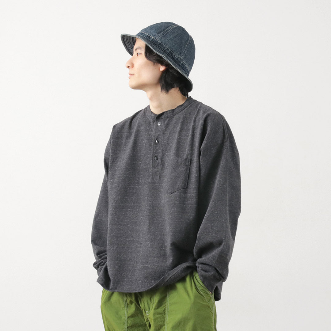 Remi Relief / Melange球衣長袖Henley Neck Pocket T卹