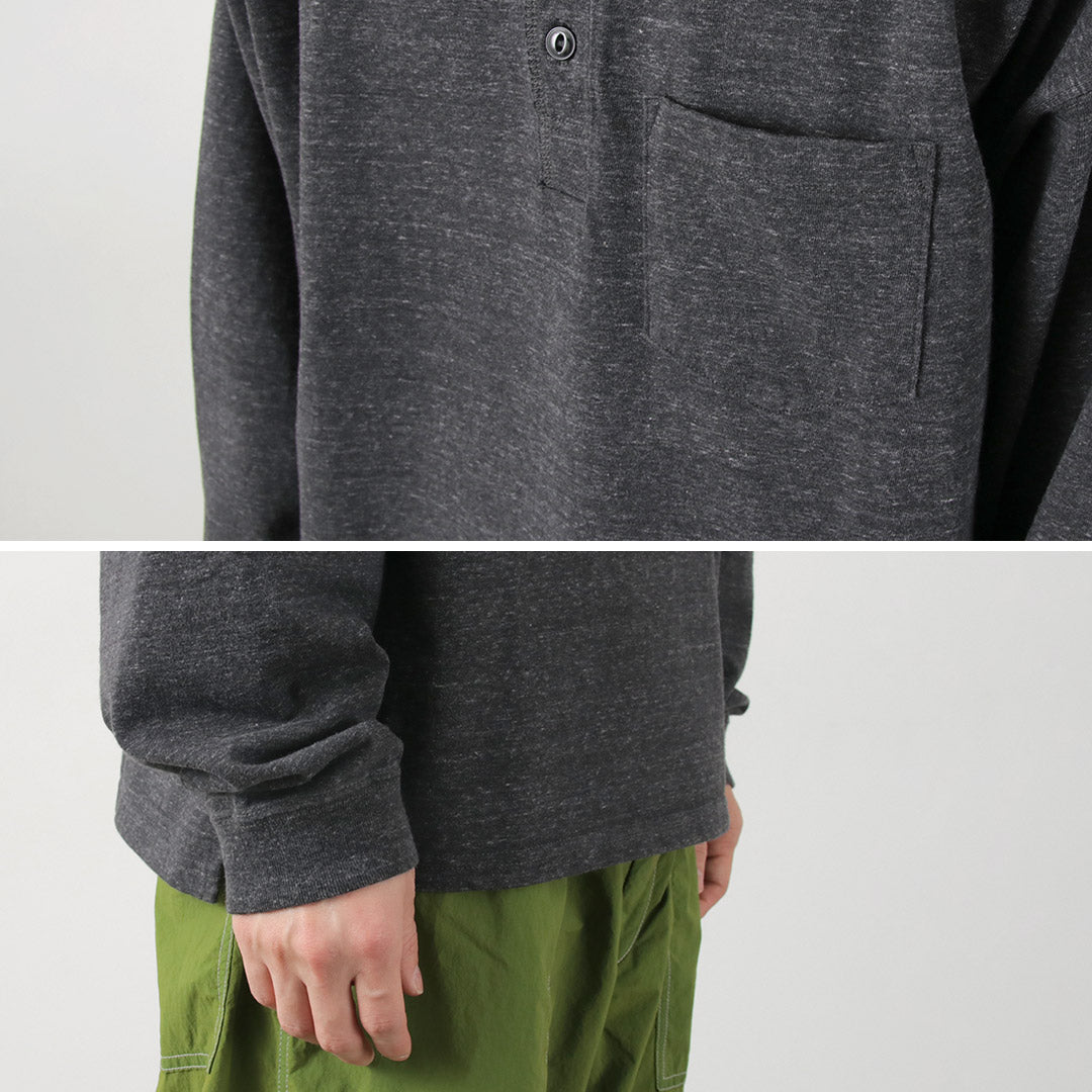 Remi Relief / Melange球衣长袖Henley Neck Pocket T恤