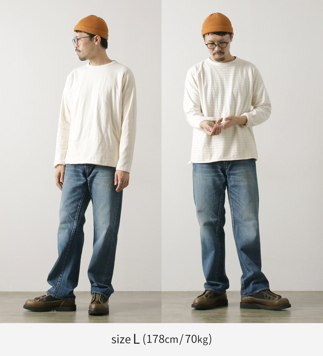 GOOD ON / Reversible Striped Long Sleeve Crew T-Shirt GOLT2407