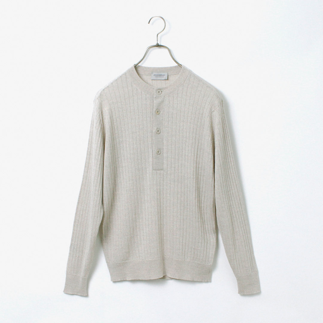 JOHN SMEDLEY / A4713 30G Henry Neck Ribbed Sweater