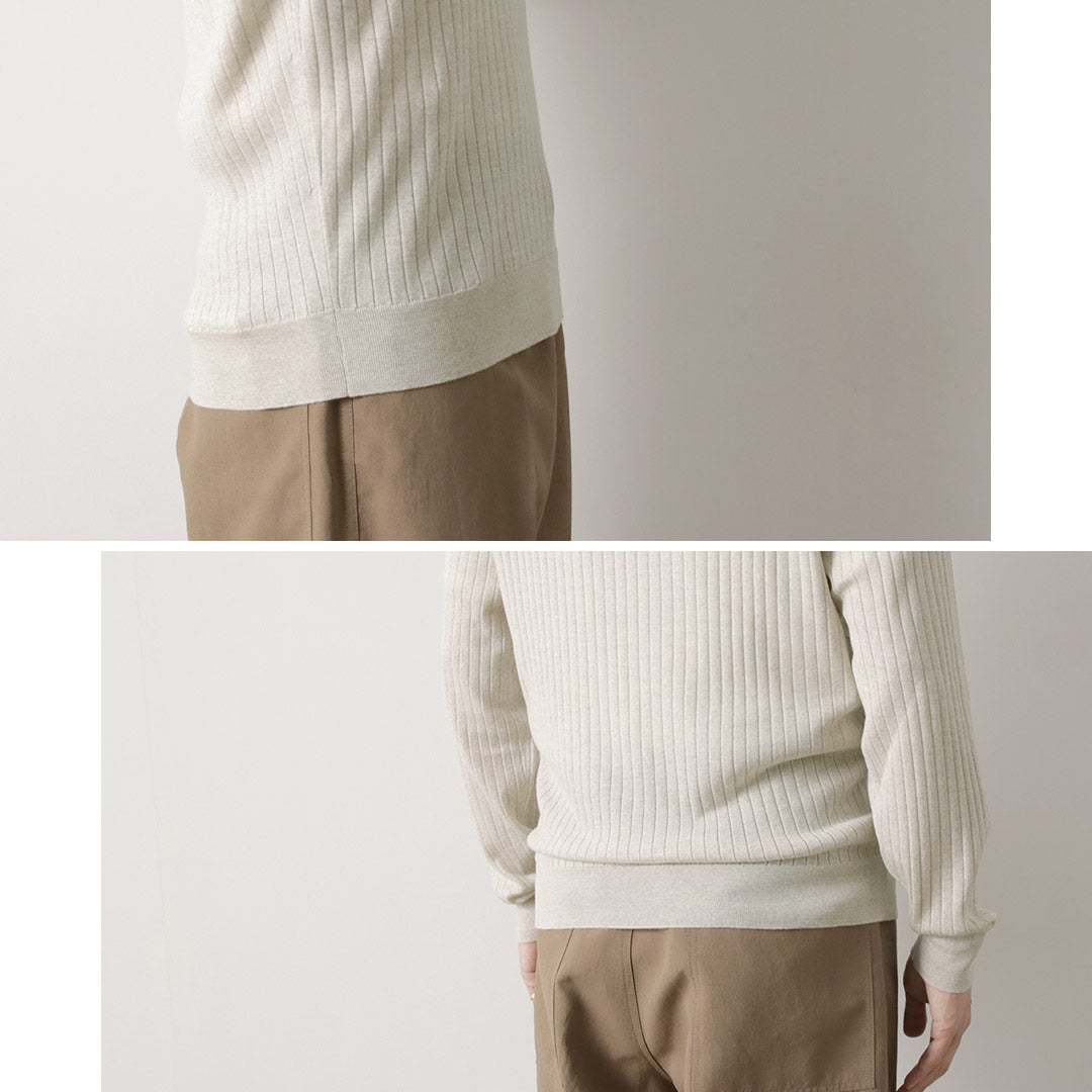 JOHN SMEDLEY / A4713 30G Henry Neck Ribbed Sweater