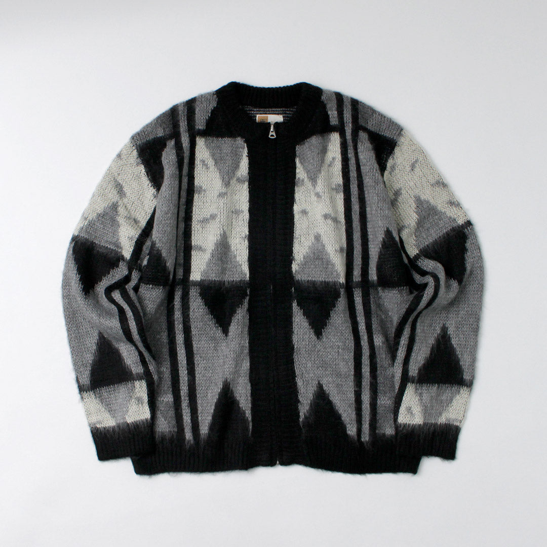 TOWN CRAFT / Vintage Jacquard Zip Cardigan