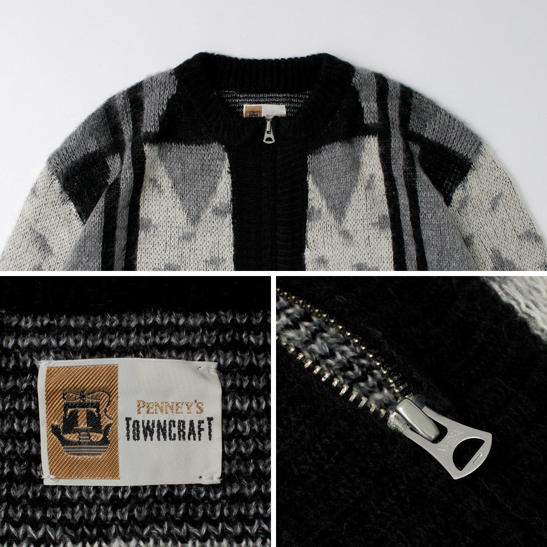 TOWN CRAFT / Vintage Jacquard Zip Cardigan