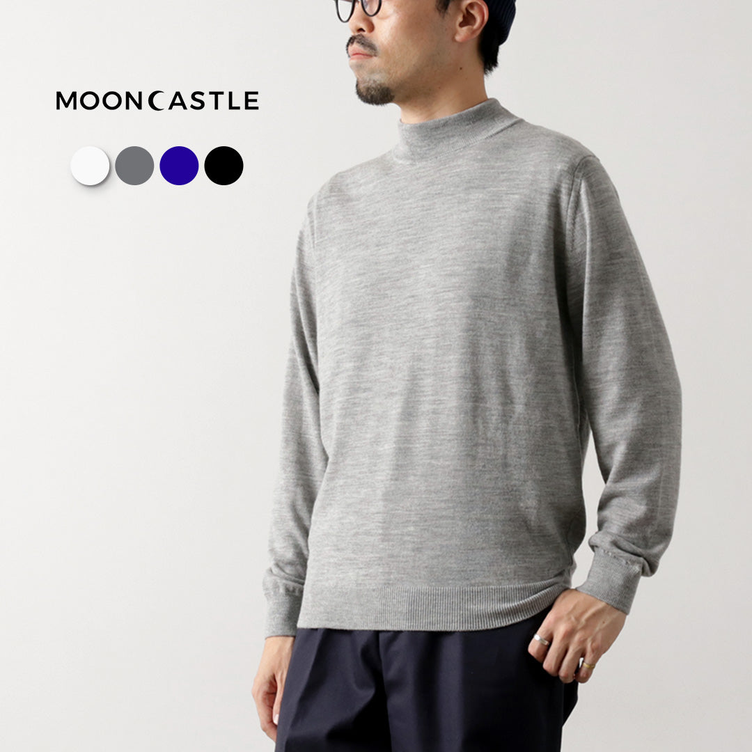 MOONCASTLE / Extra Fine Merino Wool Mock Neck Knit