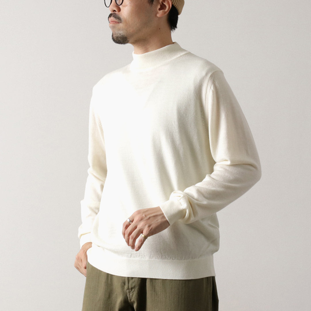 MOONCASTLE / Extra Fine Merino Wool Mock Neck Knit