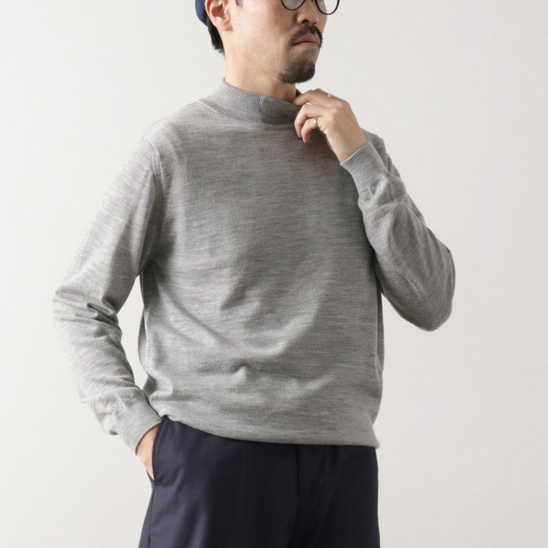 MOONCASTLE / Extra Fine Merino Wool Mock Neck Knit