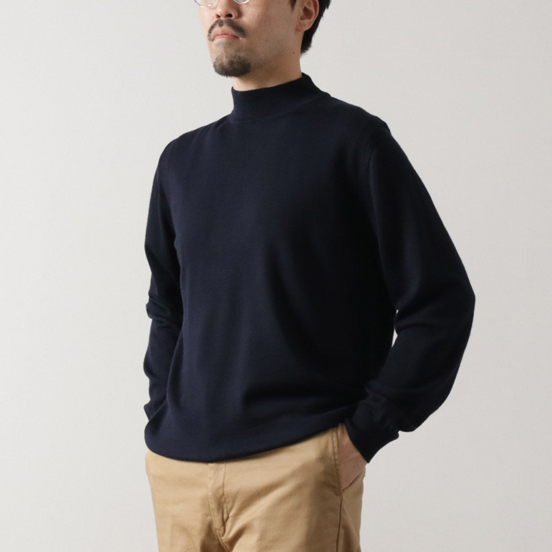 MOONCASTLE / Extra Fine Merino Wool Mock Neck Knit