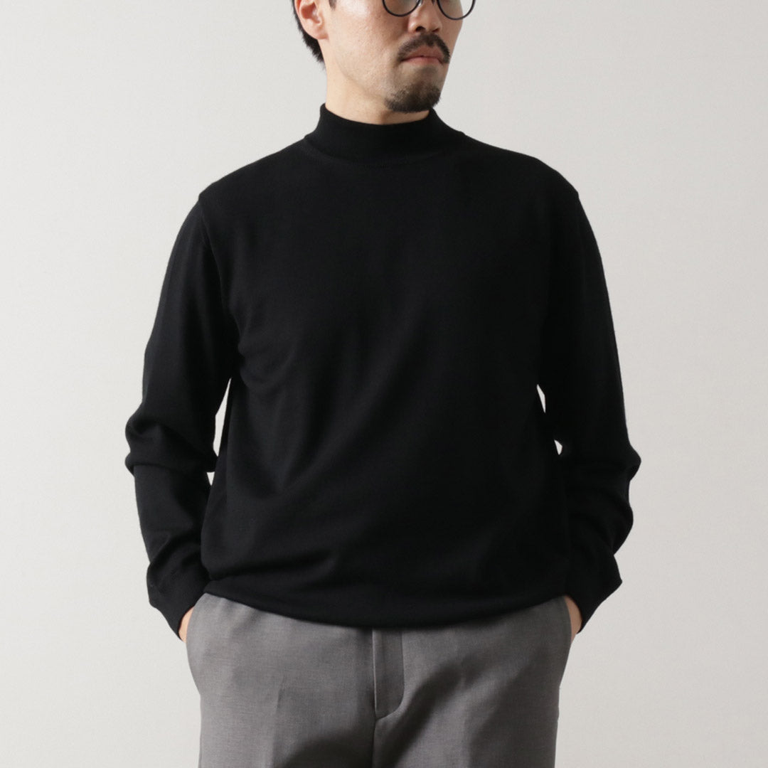 MOONCASTLE / Extra Fine Merino Wool Mock Neck Knit