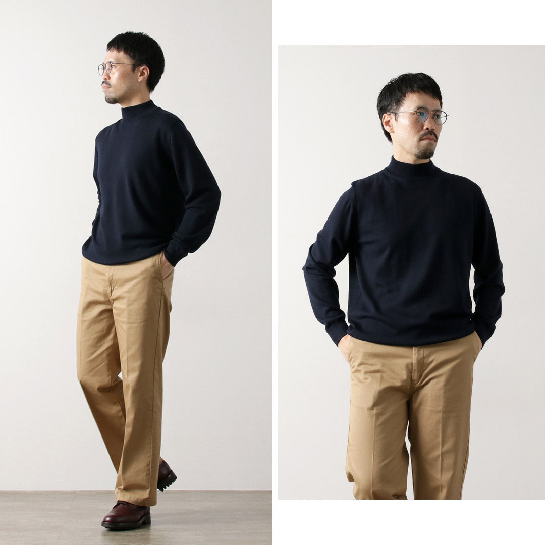 MOONCASTLE / Extra Fine Merino Wool Mock Neck Knit