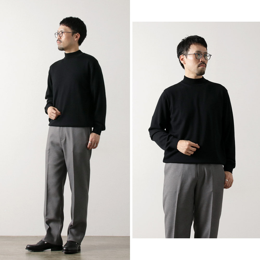 MOONCASTLE / Extra Fine Merino Wool Mock Neck Knit