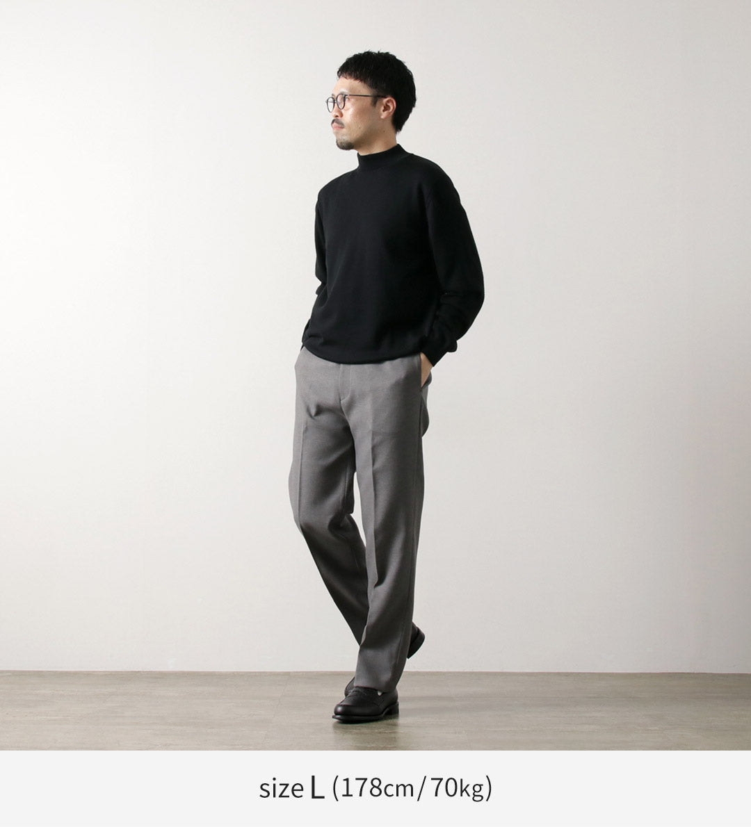 MOONCASTLE / Extra Fine Merino Wool Mock Neck Knit