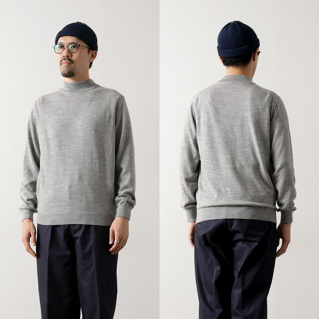 MOONCASTLE / Extra Fine Merino Wool Mock Neck Knit