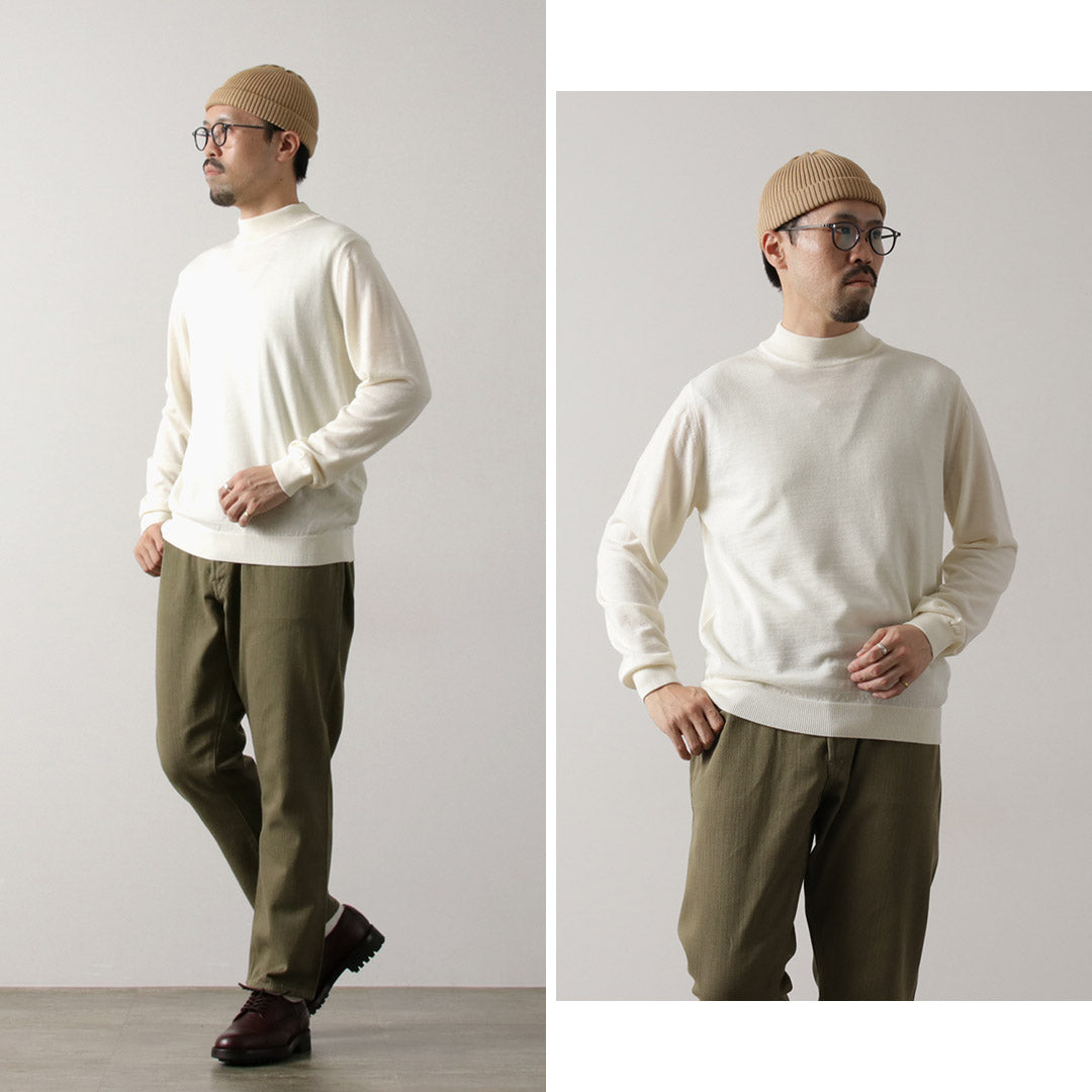 MOONCASTLE / Extra Fine Merino Wool Mock Neck Knit