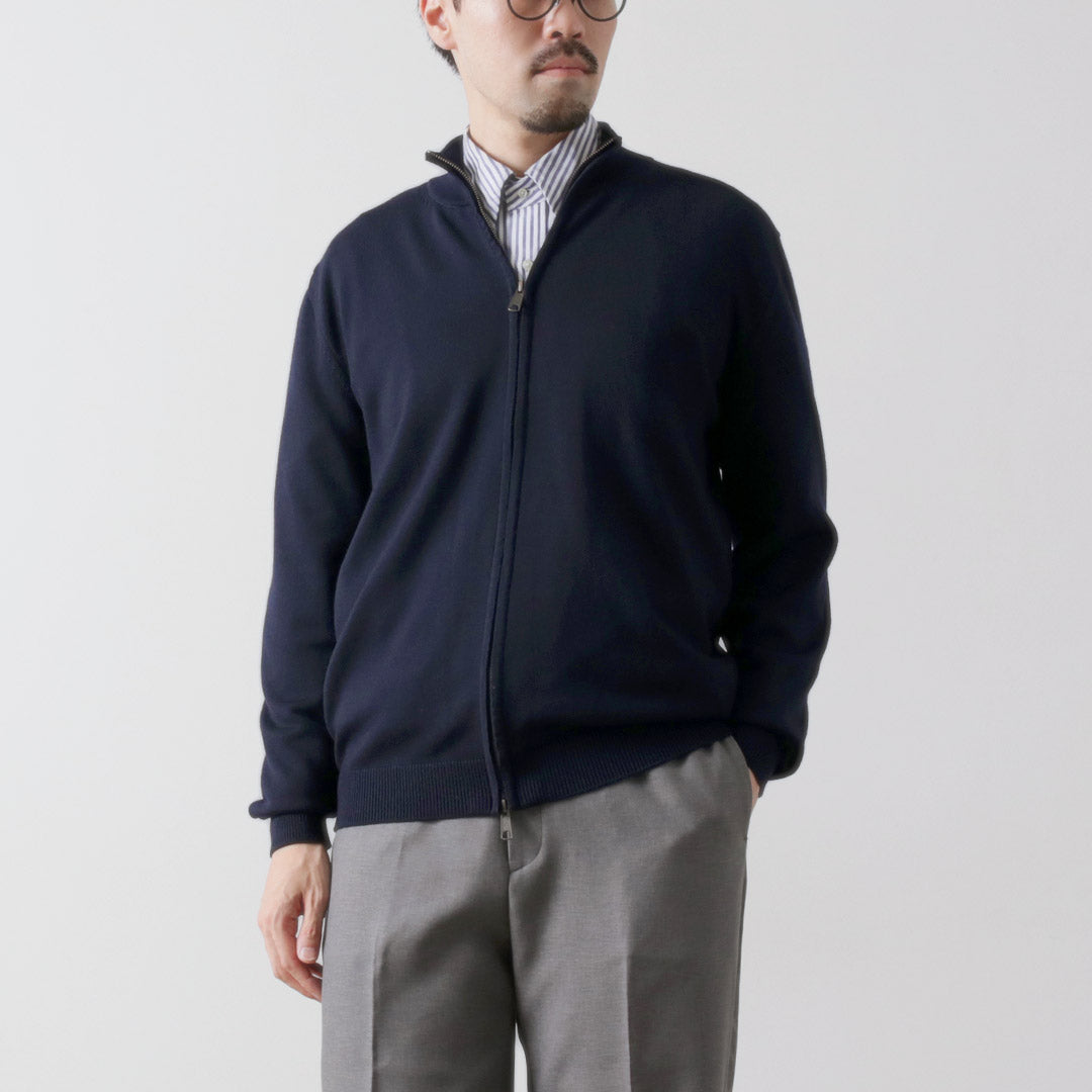 MOONCASTLE / Extra Fine Merino Wool Middle Weight Full Zip Blouson