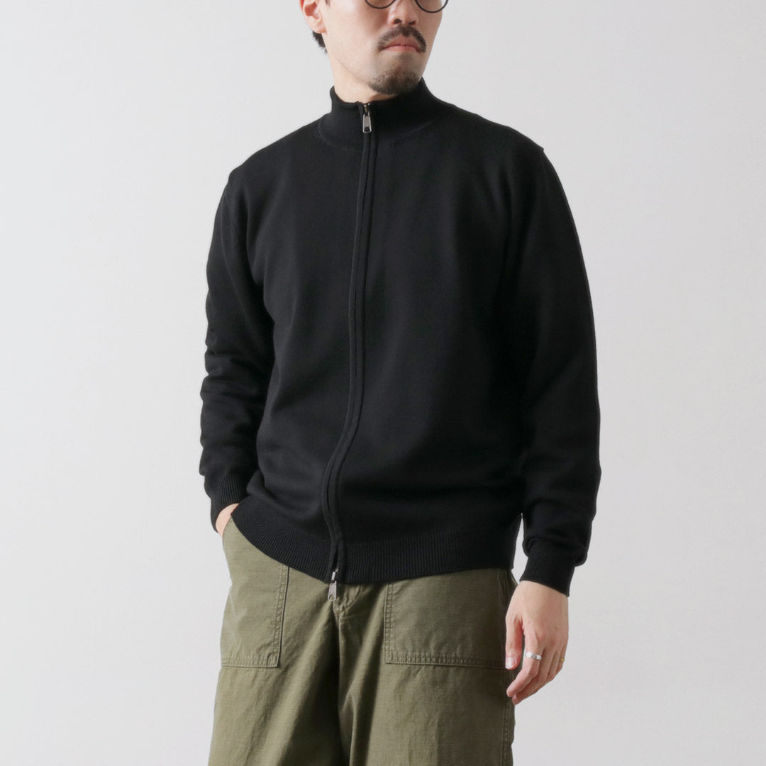 MOONCASTLE / Extra Fine Merino Wool Middle Weight Full Zip Blouson