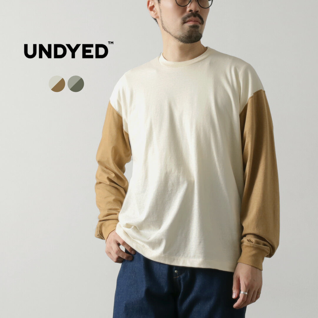 UNDYED / Long Sleeve Combi T-Shirt Colored Organic Cotton