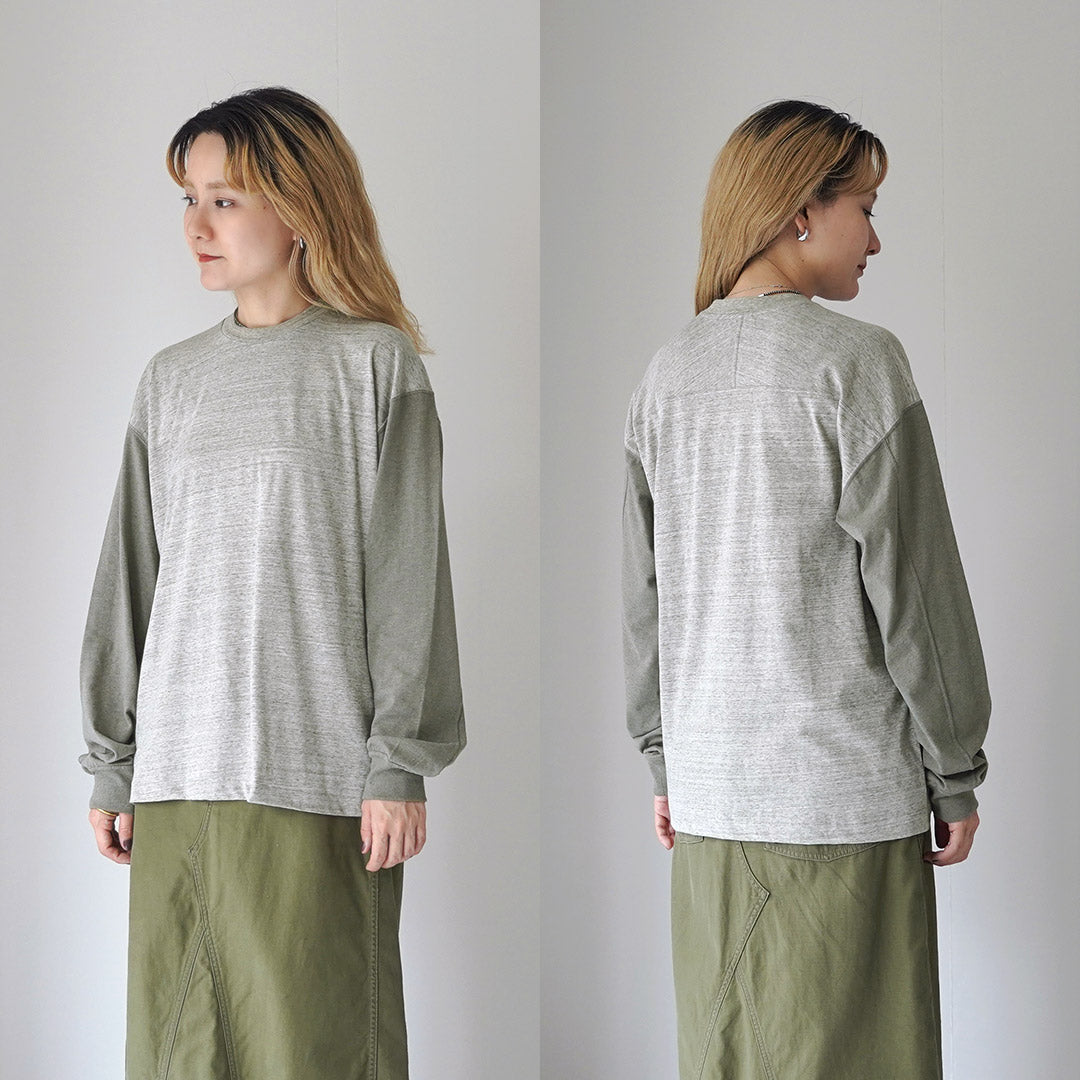 UNDYED / Long Sleeve Combi T-Shirt Colored Organic Cotton