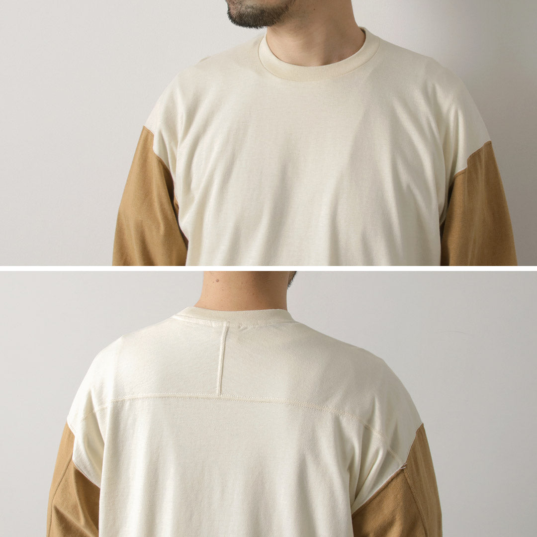 UNDYED / Long Sleeve Combi T-Shirt Colored Organic Cotton