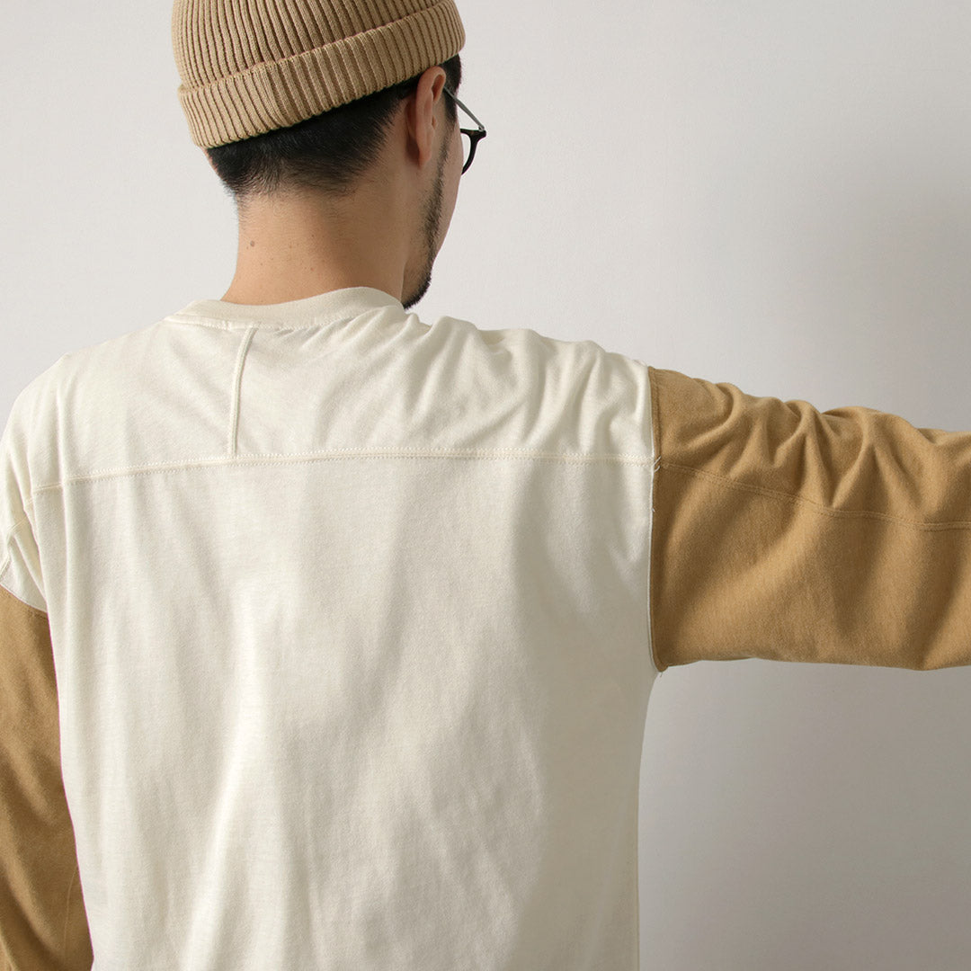 UNDYED / Long Sleeve Combi T-Shirt Colored Organic Cotton