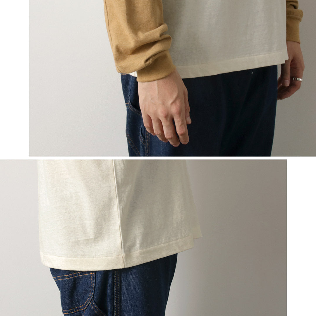 UNDYED / Long Sleeve Combi T-Shirt Colored Organic Cotton