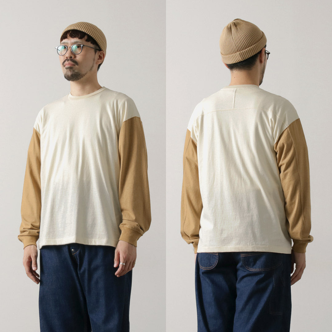 UNDYED / Long Sleeve Combi T-Shirt Colored Organic Cotton