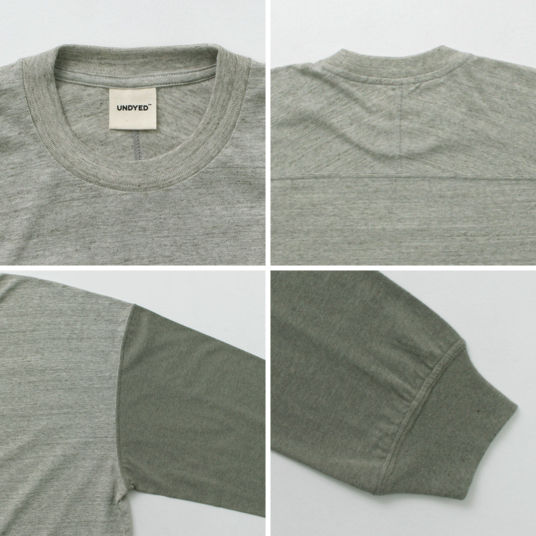 UNDYED / Long Sleeve Combi T-Shirt Colored Organic Cotton