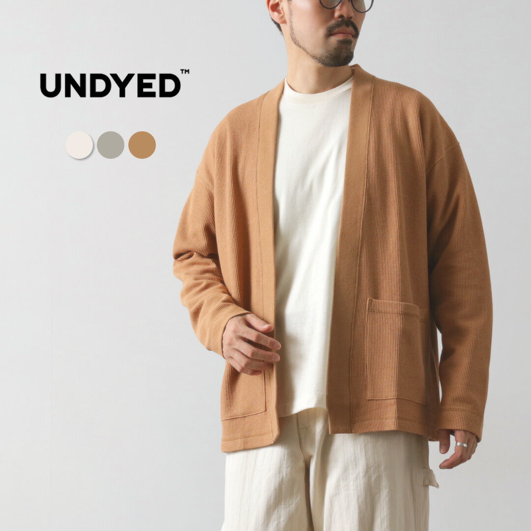 UNDYED / Waffle Cardigan Colored Organic Cotton