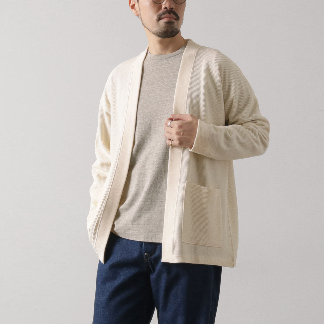 UNDYED / Waffle Cardigan Colored Organic Cotton