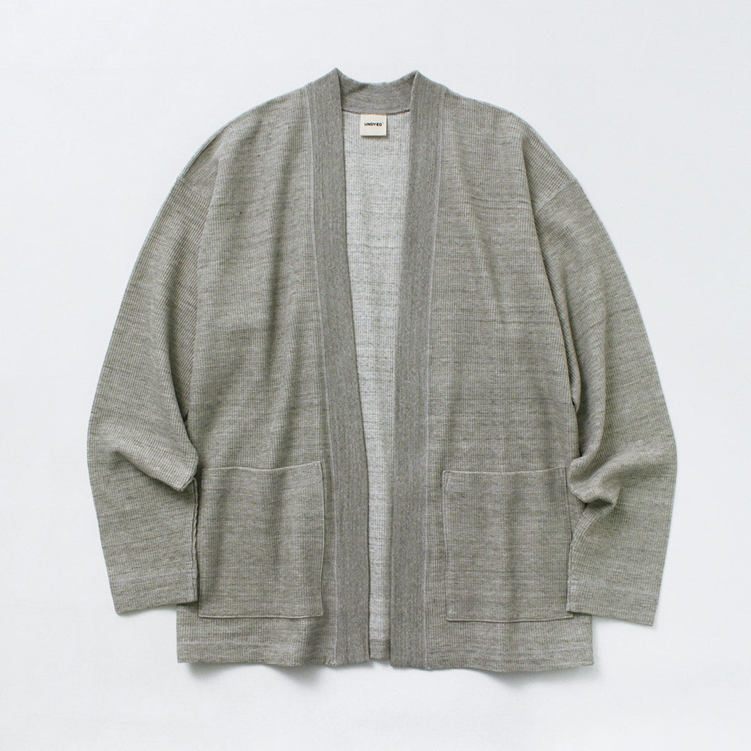 UNDYED / Waffle Cardigan Colored Organic Cotton