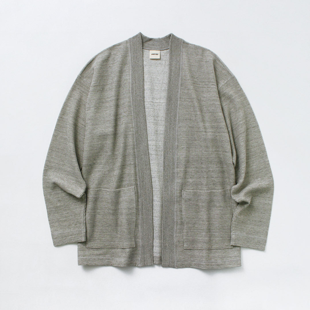 UNDYED / Waffle Cardigan Colored Organic Cotton