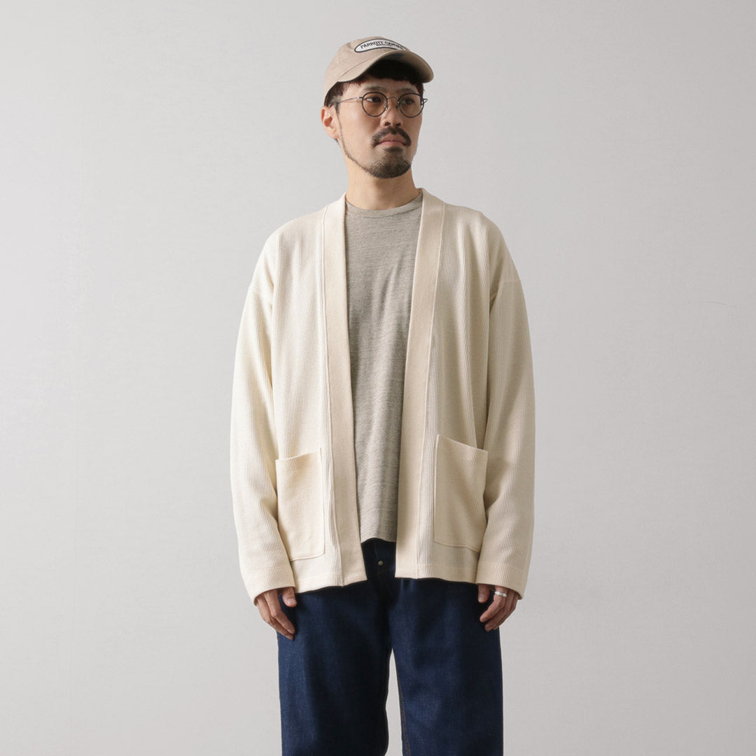 UNDYED / Waffle Cardigan Colored Organic Cotton