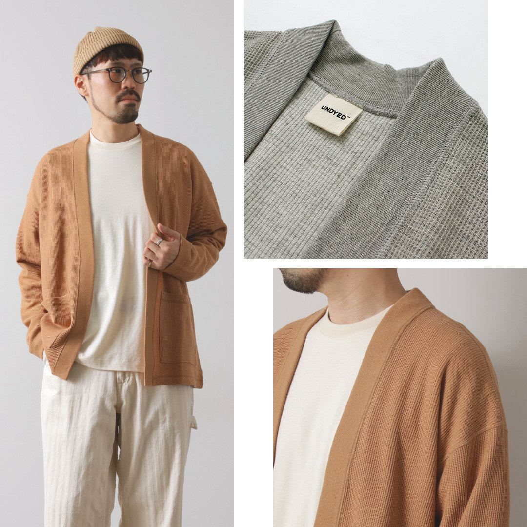 UNDYED / Waffle Cardigan Colored Organic Cotton