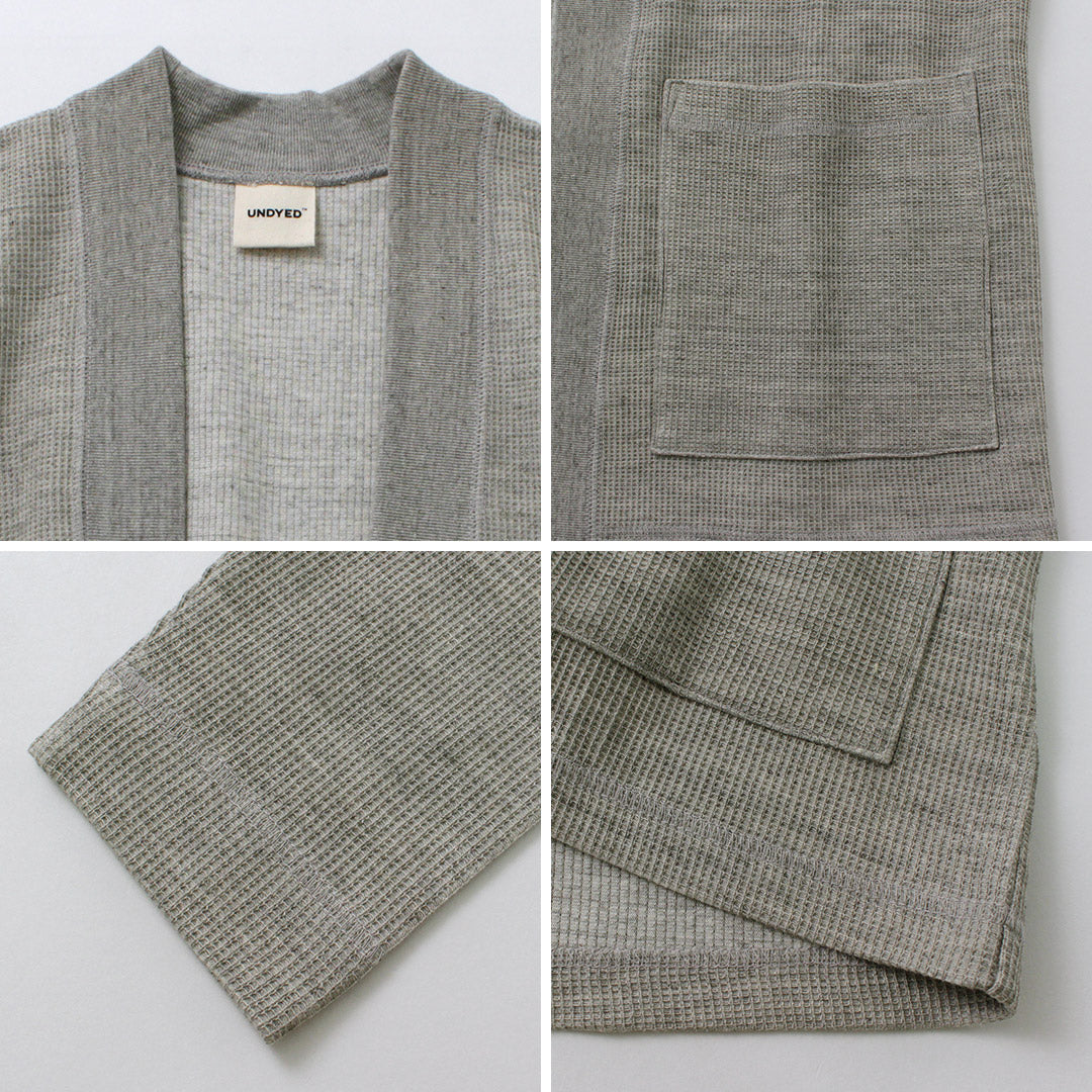 UNDYED / Waffle Cardigan Colored Organic Cotton