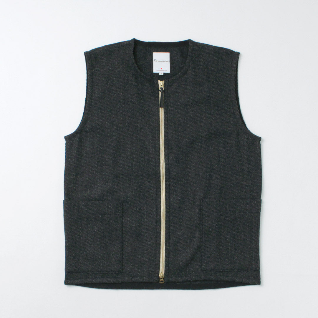 RE MADE IN TOKYO JAPAN / Wool Cashmere Kersey Crew Vest