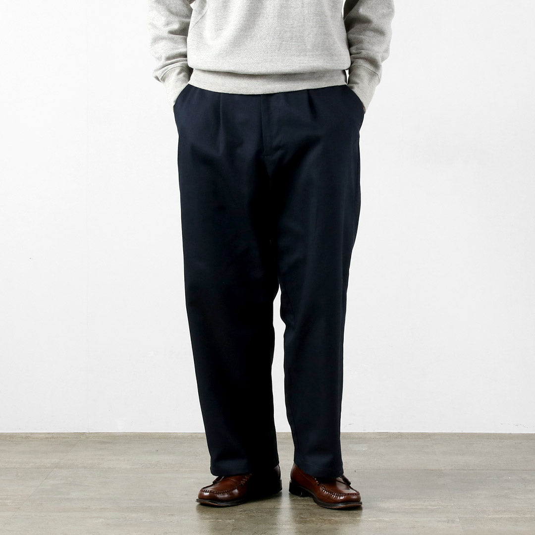 RE MADE IN TOKYO JAPAN / 棉质硬斜纹布折叠阔腿裤