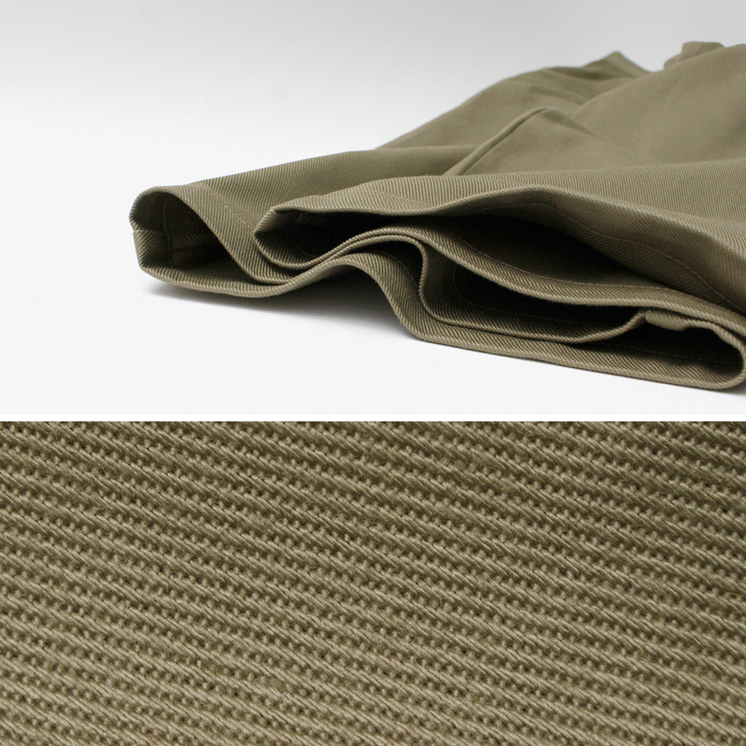 RE MADE IN TOKYO JAPAN / 棉质硬斜纹布折叠阔腿裤