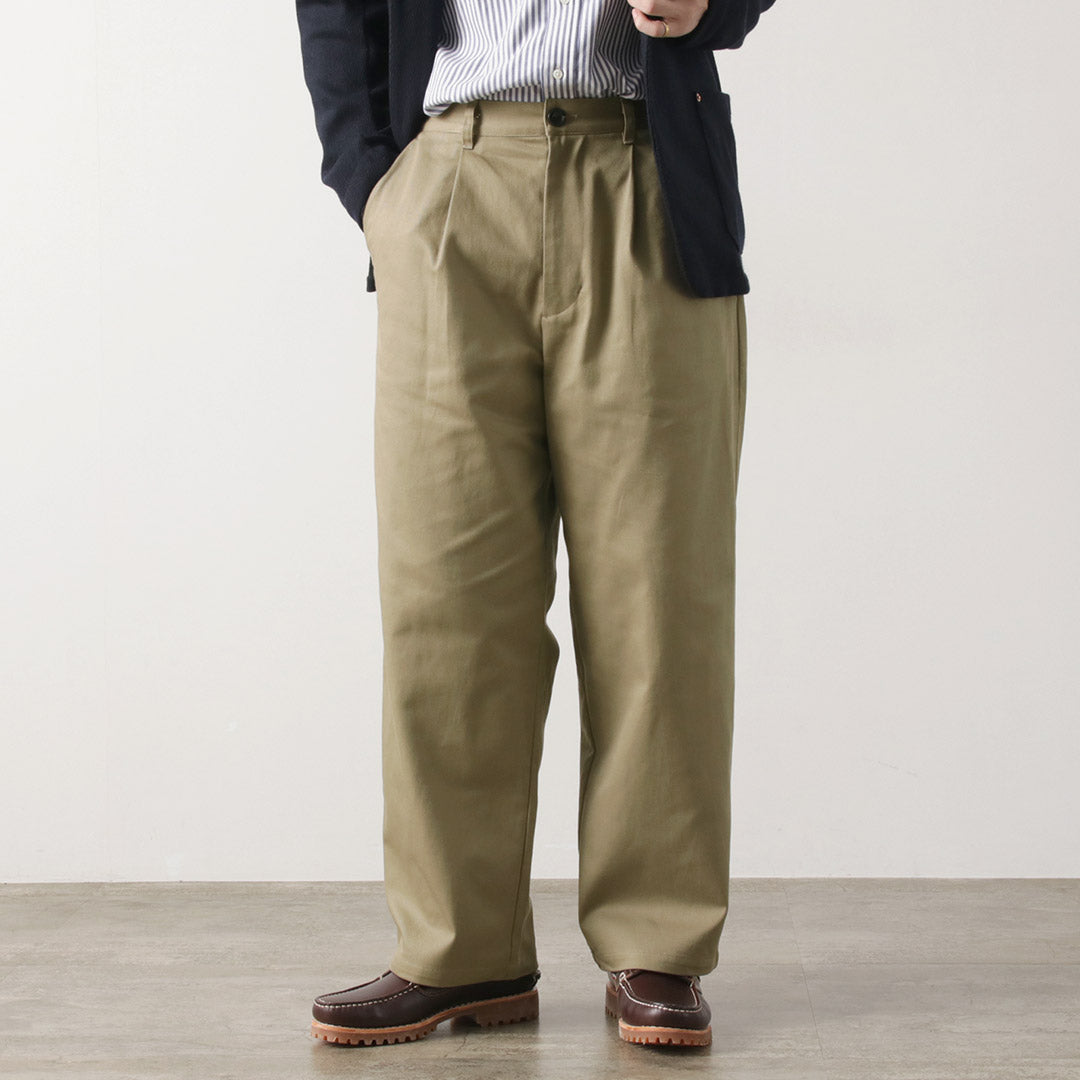 RE MADE IN TOKYO JAPAN / Cotton hard twill tuck wide pants