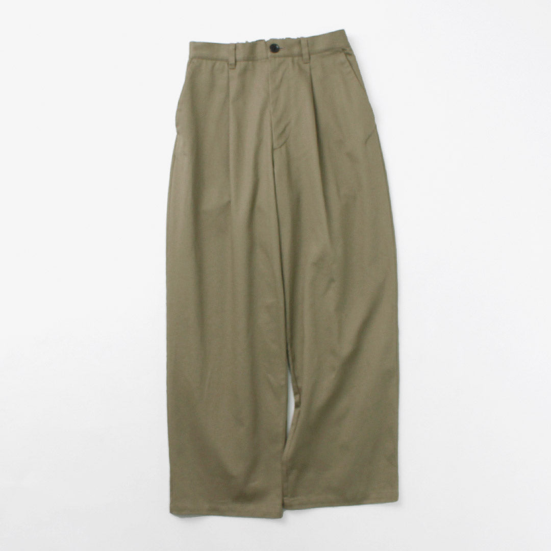 RE MADE IN TOKYO JAPAN / Cotton hard twill tuck wide pants