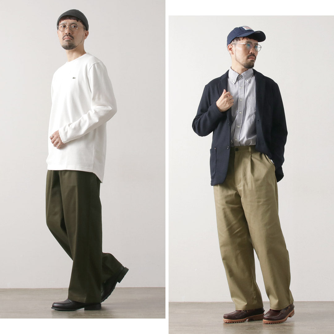 RE MADE IN TOKYO JAPAN / Cotton hard twill tuck wide pants