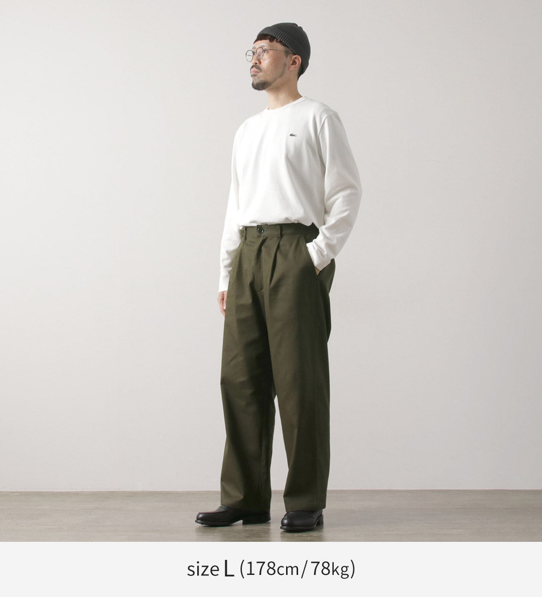 RE MADE IN TOKYO JAPAN / Cotton hard twill tuck wide pants