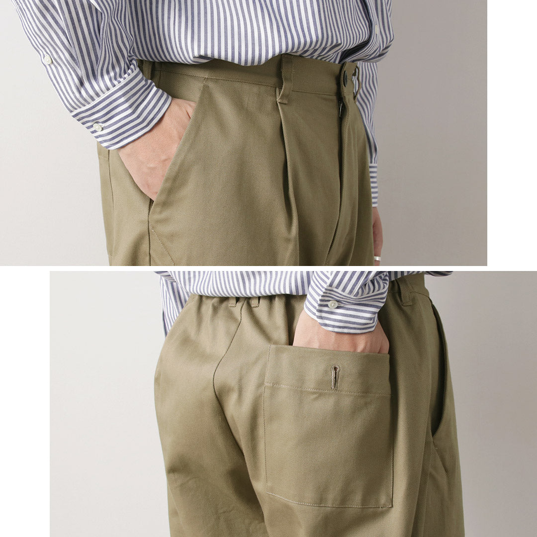 RE MADE IN TOKYO JAPAN / Cotton hard twill tuck wide pants